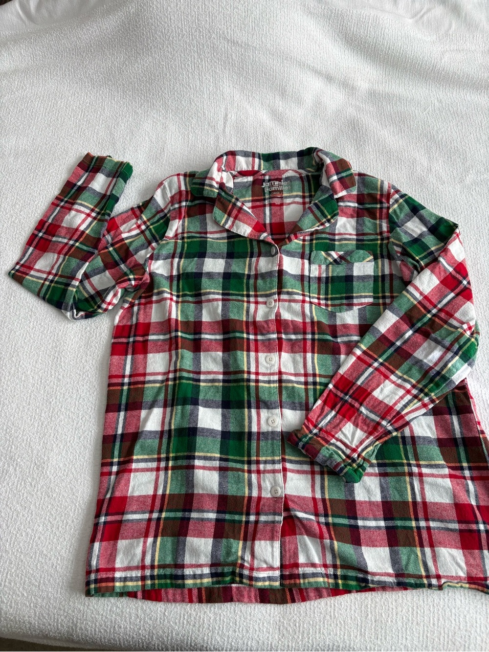 Womens Jammies for your Families plaid flannel pjs - Red, Green & white